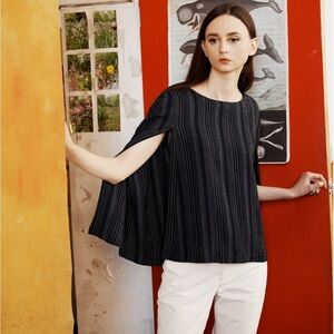 Kal RIEMAN Jolene cape top variegated striped gauze medium quiet luxury $335 ret